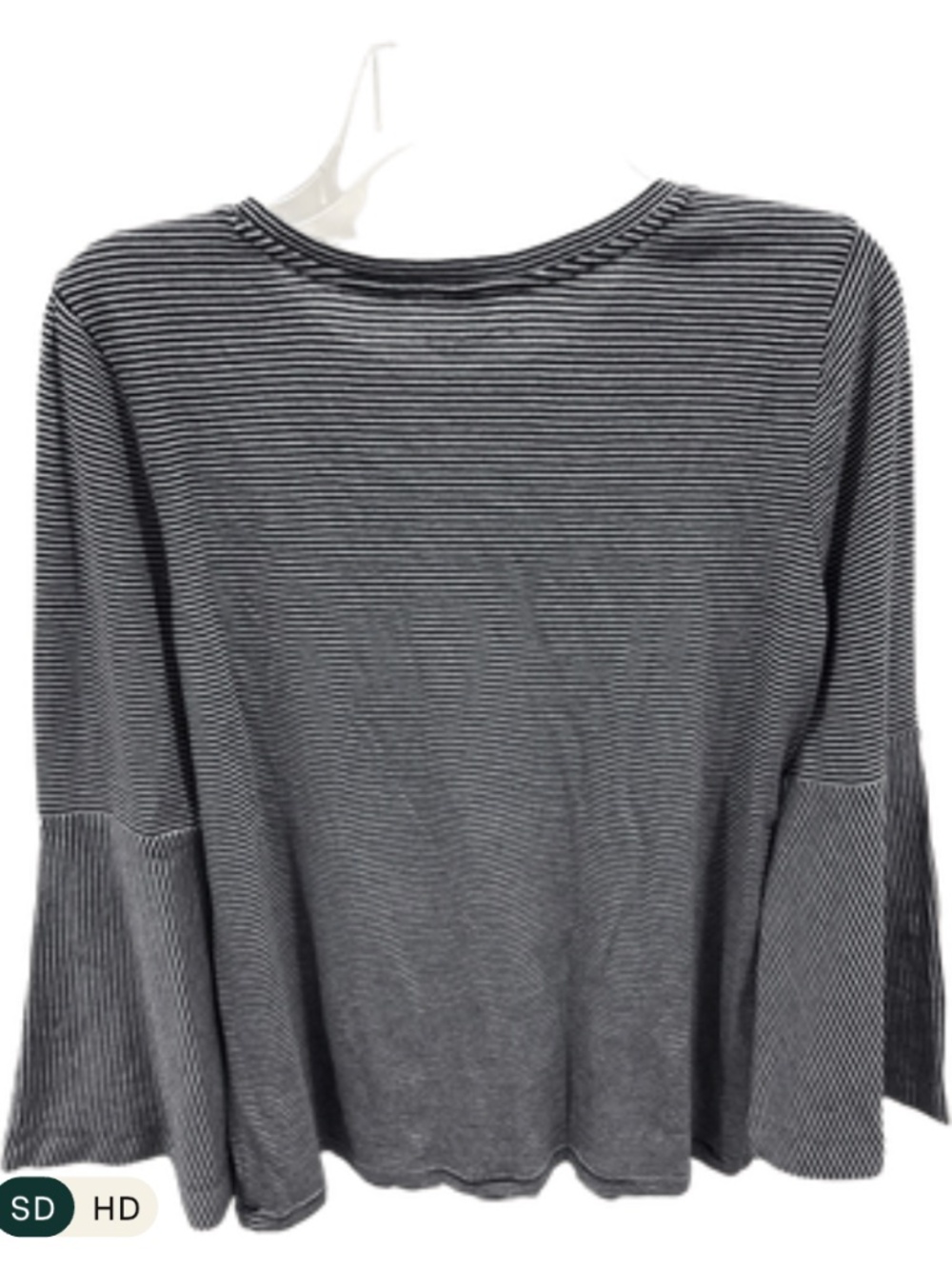 LOFT Navy & White Pinstripe/Embroidered Boho/Peasant Blouse — Size Small - Picture 2 of 4